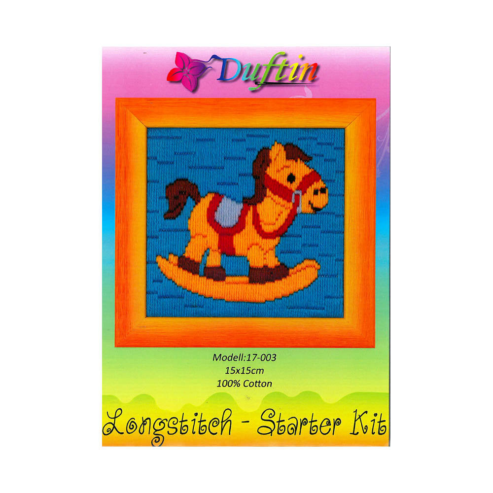 Duftin 15x15 cm At Desenli Uzun İşleme Nakış Kiti - HU0347